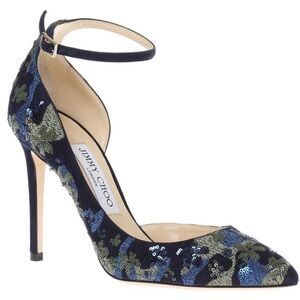 Jimmy Choo /  Lucy 100 D’Orsay Pumps Sequin floral Pattern 39 9